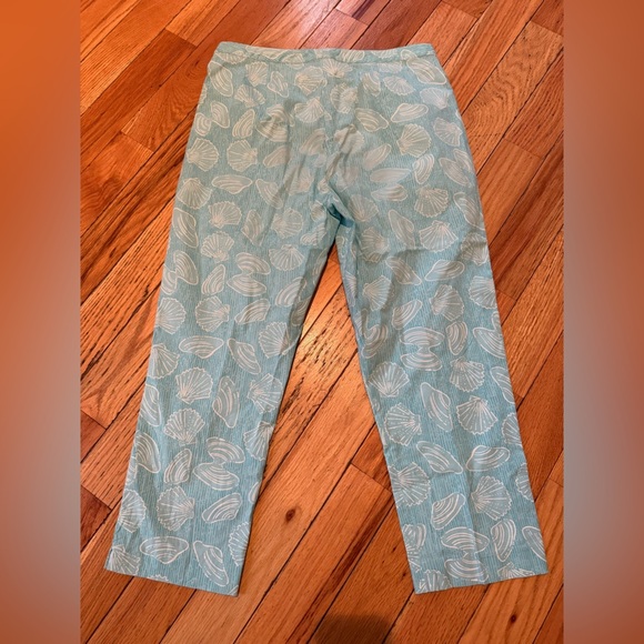 VTG Lilly Pulitzer Seashell Print Pants Light Blue Womens Size 12 Ankle Straight - Picture 7 of 12